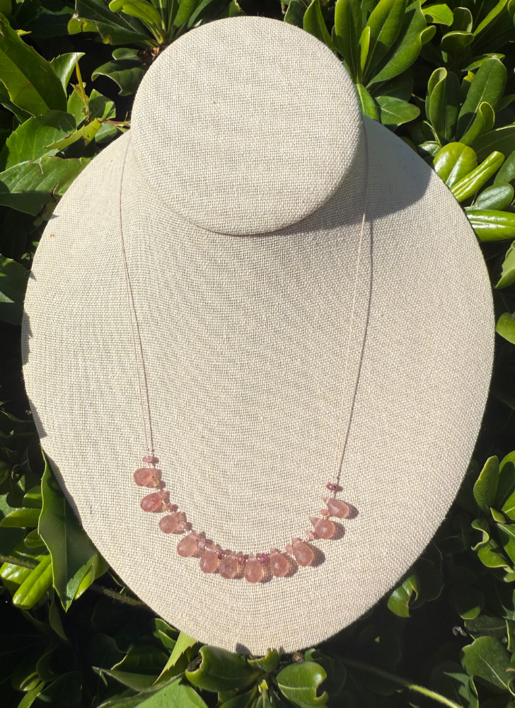 Strawberry Quartz Drops on Silk