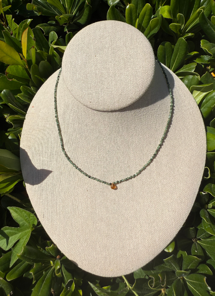 Green Serephenite and Orange Tourmaline