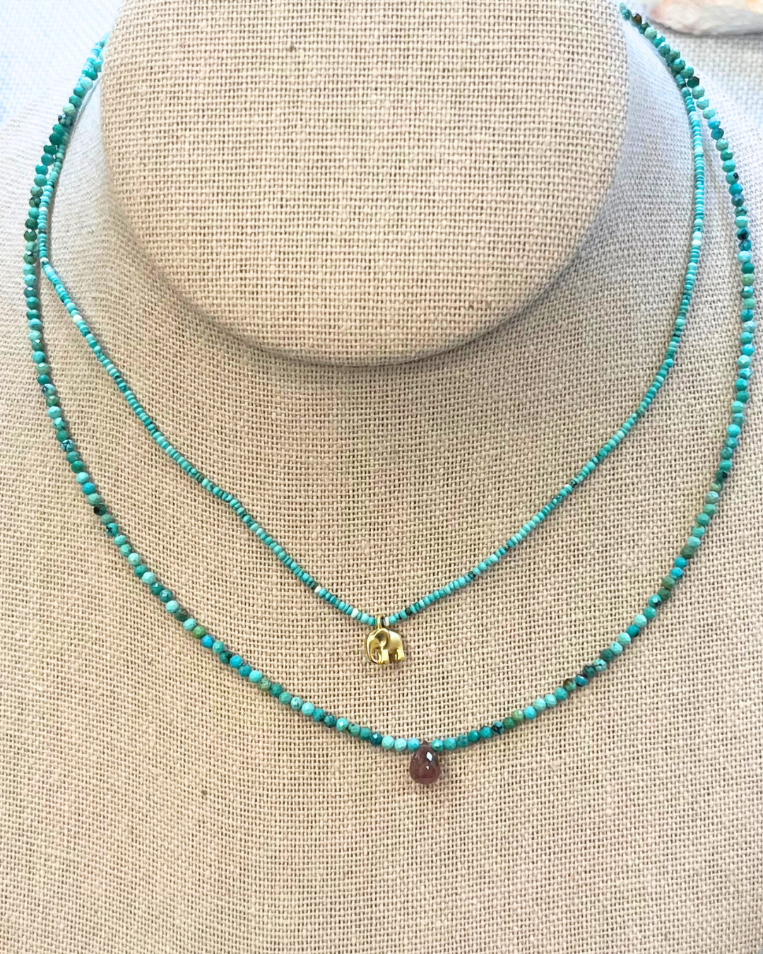 Vintage Turquoise and Tourmaline Drop