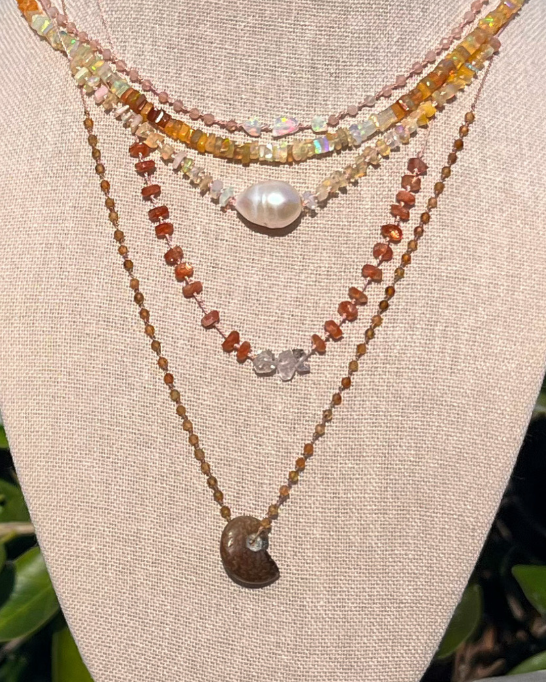 Ethiopian Opal, Pearl on Silk