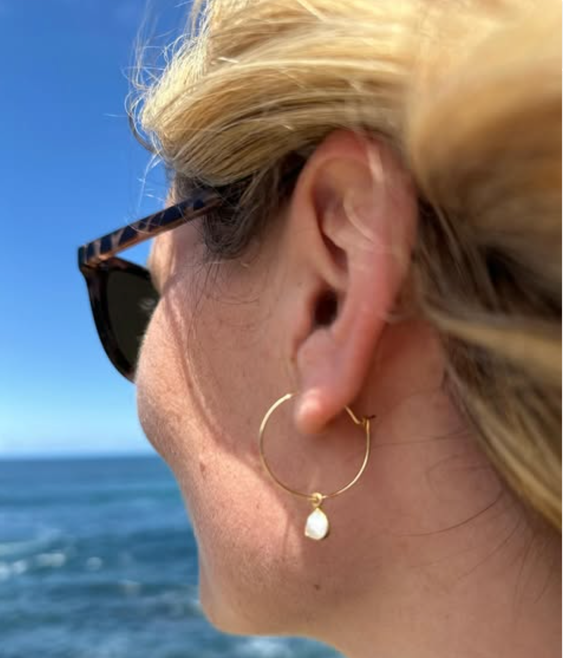 Hoops with Moonstone Drops