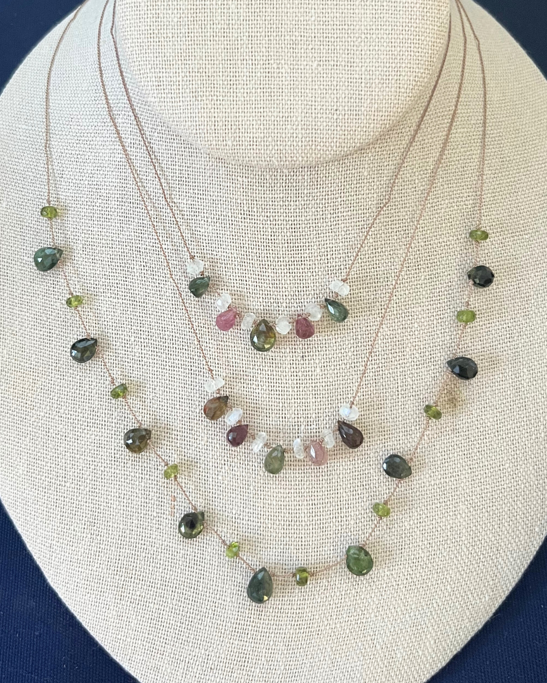 Silk + Herkimers + Gemstone Teardrops