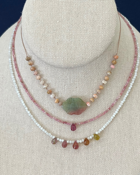 5 Tourmaline Drops & Rainbow Moonstone