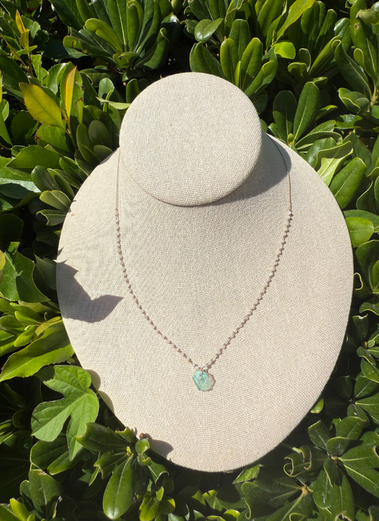 Roman Glass Disc & Labradorite Hand-Wrapped on Silk