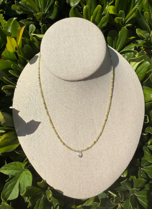 Green Garnet and Aquamarine Marquise