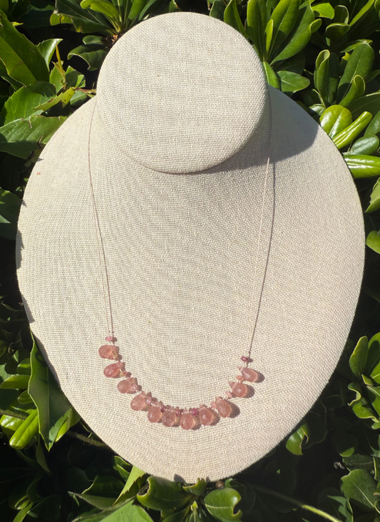 Strawberry Quartz Drops on Silk