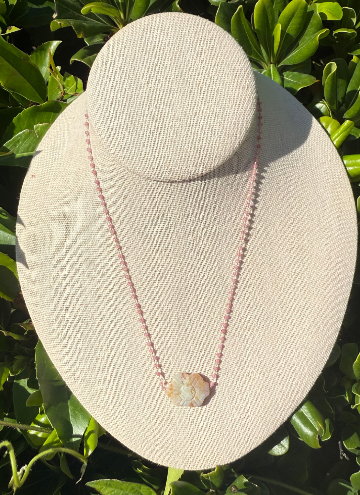 Vintage CarvedJade Flower & Tourmaline
