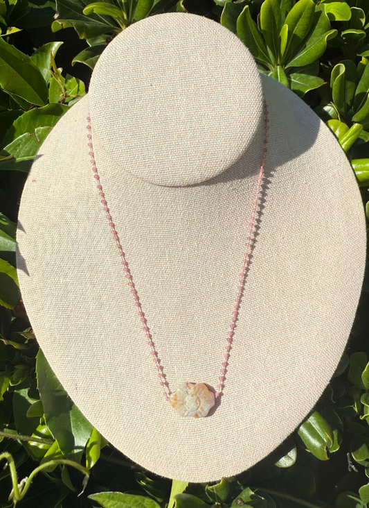 Vintage CarvedJade Flower & Tourmaline