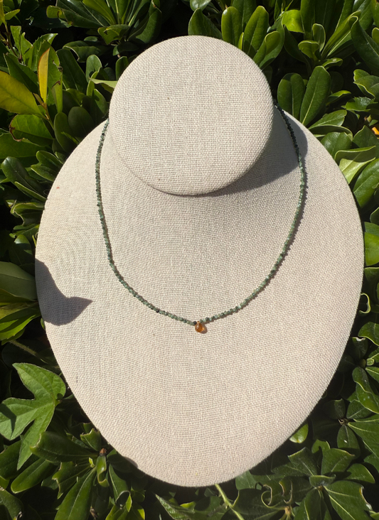 Green Serephenite and Orange Tourmaline