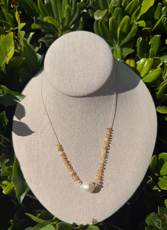 Ethiopian Opal, Pearl on Silk
