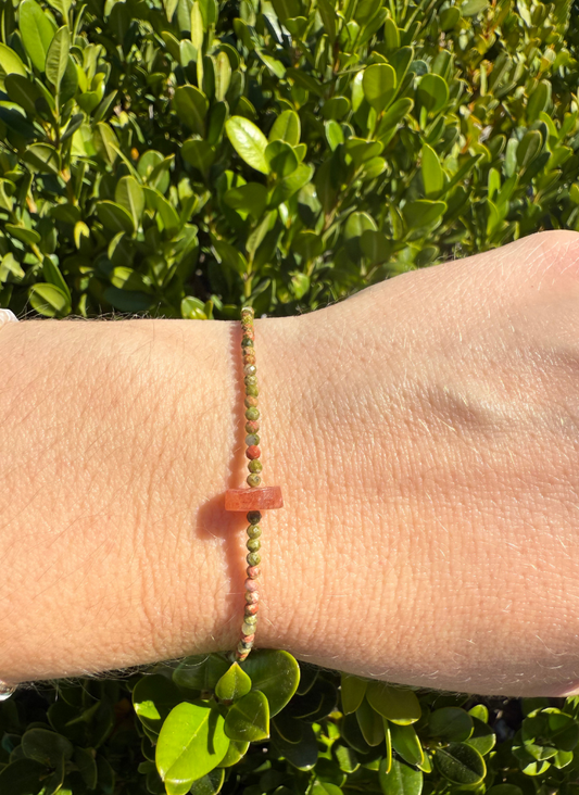 Unkite and Sunstone Bracelet