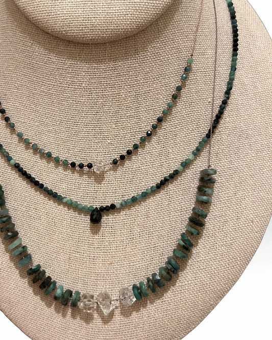 Emerald and Herkimer Necklace